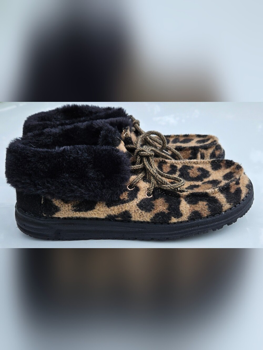 Britt Leo Leopard print hey dudes Shoes Slippers Lace Up (Rrf) - Picture 11 of 11